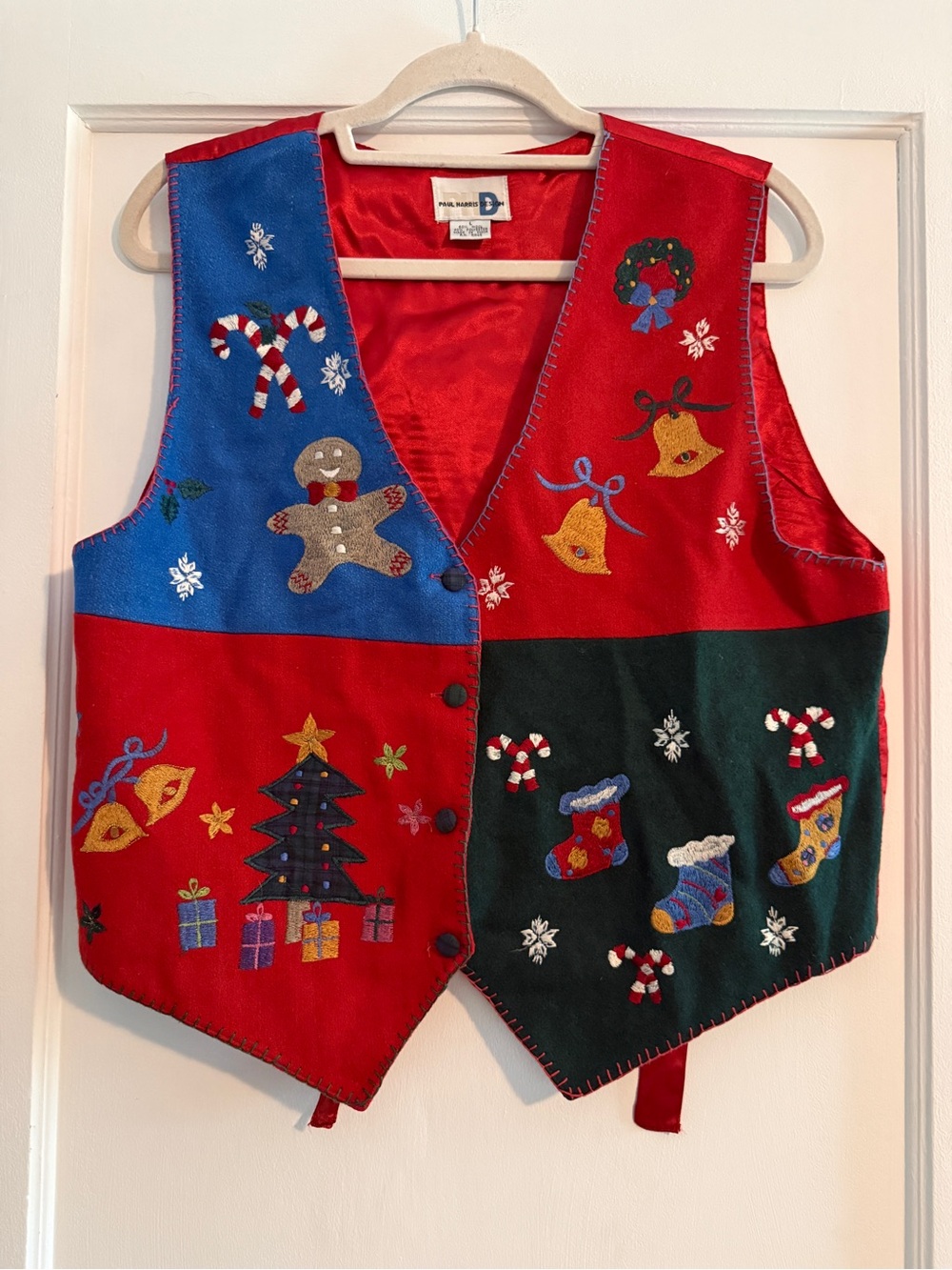 Vintage Paul Harris Design Wool Blend Ugly Christmas Vest Large
